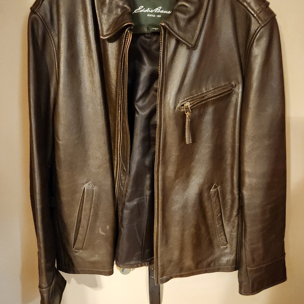 Vintage Eddie Bauer Brown Leather Coat